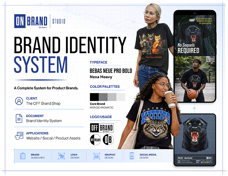 OFF Brand Shop brand identity system with campaign templates typography and product launch design rules